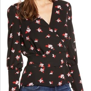 Chelsea28 Surplice Tie Around Floral Blouse